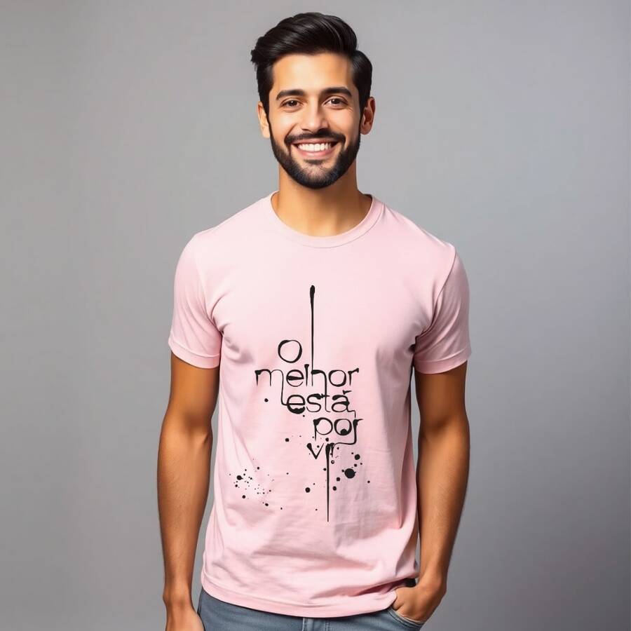 Camiseta o melhor esta por vir Cristã Malha Premium - Rosa Bebê - Visão 1