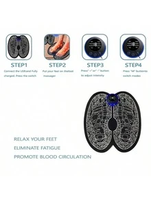 新款可充电电动足部按摩垫 - 促进血液循环，放松肌肉 - 完美操控垫，男女皆宜