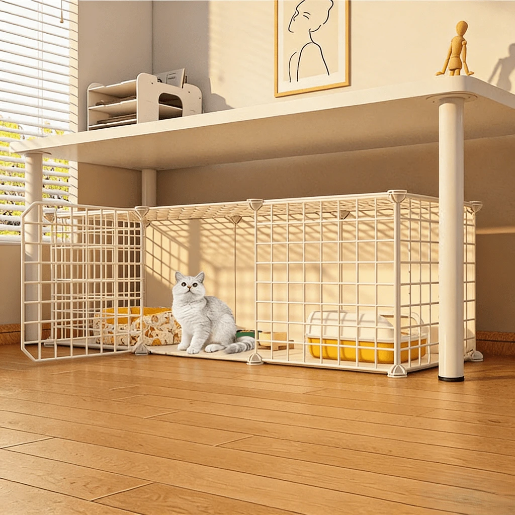 1 Set DIY Cat Cage, All-In-One Cat Villa, Space-Saving Indoor Cat & Dog Kennel