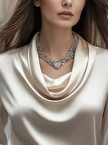 Women's Elegant Solid Color Turtleneck Long Sleeve Shirt, Versatile For Commuting Spring - Cream - View 4