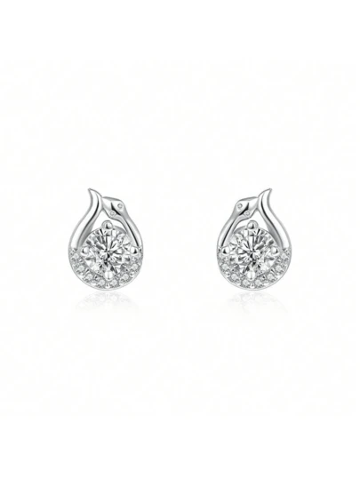 S925 Sterling Silver Shiny Zirconia Snake Stud Earrings, 5A Zirconia French Ear Bone Stud, Hypoallergenic Ear Piercing Care, Valentine's Day Birthday Gift With Jewelry Box