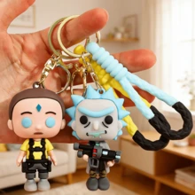全新设计的瑞克和莫蒂装甲钥匙扣 - 可爱背包挂饰和钥匙链配件 | 用途广泛，可用作派对礼物、个人收藏和粉丝聚会礼品 | 卡通爱好者、年轻人和收藏家的完美之选 - 彩色 - 查看 5
