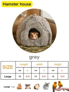 1个小型宠物毛绒仓鼠屋，仓鼠窝，封闭式笼子，四季皆宜，柔软舒适，优质材料，暖粉色，灰色防滑底部设计 - 彩色 - 查看 18