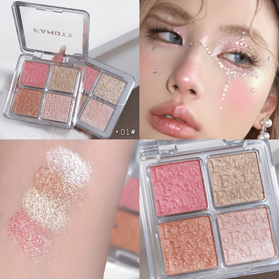 Four-Color Highlighter Palette with Pearlescent Shimmer for a Radiant Glow - Estilo 1 - Ver 1