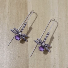 Women Dangle Earrings - Purple - View 4