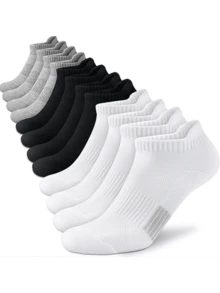 5/10 Pairs Men's Black & White Athletic Short Crew Socks For Spring/Summer Outdoor Sports - Multicolor - View 14