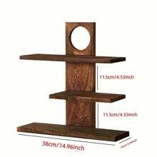 多功能木质首饰收纳架，包含杯架、储物架、装饰壁挂架、托盘、首饰托盘、首饰展示架、装饰展示架、中号镜面托盘架，复古风格 - 棕色 - 查看 5
