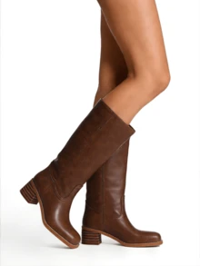 Western Boots For Women Flower Embroidery Mid Calf Boots Square Toe Chunky Block Heel Knee High Boots Low Heel Long Boots For Women Comfortable Casual Cowgirl Western Boots For Women Comfort Country Walking Shoes - Nâu B - Xem 7