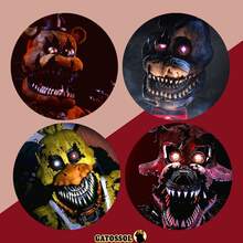 KIT With 4 FNAF Buttons - Buttons Buttons 4.5CM Brooch Anime GAME - Otaku Nerd Geek Button - Button - Button - Brooches - Button - Buttons - Butom - Botoms - Pin - Pins - Button - Bottom - Button Buttons - KIT 05 - View 1