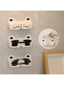 1/2pcs Wall-Mounted Sunglass Organizer, Cute Cat-Shaped Fashion Glasses Holder, Space Saving Eyeglasses Display Stand, Punch-Free Glasses Storage Rack For Entryway, Living Room, Bedroom, Bathroom, Office, Dorm. Home Decor. - Multicolor - View 3