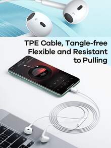 这款Type-C有线耳机兼容 16 Pro Max/15 Plus/17 Air，采用入耳式设计，也适用于iPad的扁平耳机插孔。它还广泛兼容Galaxy系列以及vivo、OPPO和OnePlus设备，配备线控和高品质通话功能。这款耳机支持有线连接、立体声播放、跑步和语音通话，采用符合人体工程学的紧凑型耳塞设计，由耐用塑料材质制成，并配备耐用线缆，支持USB连接。 - 白色 - 查看 6