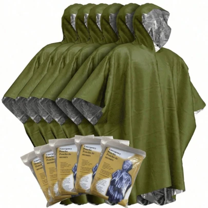 1 pieza Manta térmica de emergencia, Poncho impermeable de doble cara, Manta de supervivencia con reflejo de calor, Alta visibilidad reflectante, Equipo de camping al aire libre, Equipo de camping, Artículos esenciales de camping