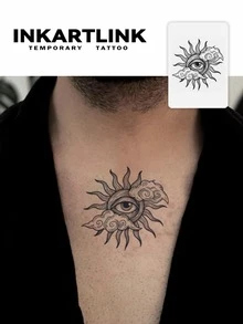 1 miếng hình xăm dán tạm thời chống thấm nước INKARTLINK hình mặt người và hoa lá, giữ được 1-2 tuần, hình xăm nước ép trái cây, trang trí cơ thể lý tưởng cho mùa thu/đông, phù hợp cho cả nam và nữ. - màu đen - Xem 6