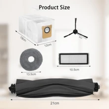 Compatible With L20 Ultra L20 Ultra Complete Robot Vacuum Cleaner, Spare Parts Includes 1 Main Brush, 4 Wipes, 4 Filters, 6 Side Brushes, 6 Vacuum Cleaner Bags - White - View 7