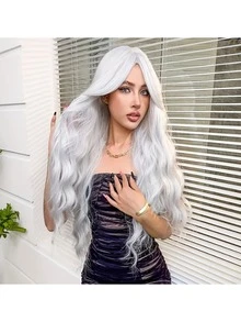 26Inch [Elegant White Curly Wig] Elegant White Long Curly Wig For Women - Rose Net Cap, Versatile Fashion Daily Use, Family Gatherings,Festivals, Parties, Dressing Up Wigs, Valentine's Day - White - View 2