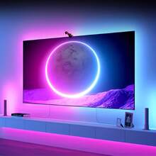 1 dải đèn LED RGBIC cho TV, tích hợp cảm biến màu AR để đồng bộ ánh sáng môi trường, phù hợp với TV 55-80 inch, cấp nguồn qua USB và có điều khiển từ xa. Cũng phù hợp với TV, màn hình và máy tính 55-80 inch, có thể điều chỉnh độ sáng. - USB - Xem 6