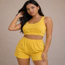 Conjunto - shorts + cropped top que unem conforto, estilo e frescor.REFERENCIA 01