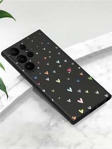 1个时尚彩色心形防摔防滑手机壳，适用于三星Galaxy A04e/A05s/A13/A14/A15/A34/A35/A50/A52/A53/A54/S21/S22/S23/S24/S25/S25 Ultra，国际版，非国内版 - 黑色 - 查看 4