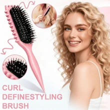 1PCS Wheat Straw Massage Bouncy Comb For Home Styling - Hồng - Xem 5