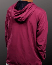 Men's Windbreaker Jacket – Plain Casual Autumn/Winter With Drawstring And Zipper Pocket - Màu Tím - Xem 2