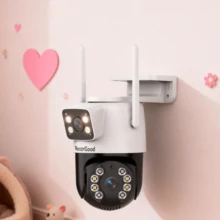 RecorGood 1pc Dual-Lens Indoor Security Camera | Full-Color Night Vision, Two-Way Audio, AI Detection, 2.4GHz WiFi (Package: Camera, Power Cord, Mounting Bracket, Screw Set, User Manual) - Black and White - View 7