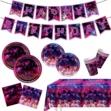 Mattel 95pcs Kimetsu No Yaiba Themed Party Supplies Set - Includes Disposable Tableware Such As Banner, 9-Inch And 7-Inch Plates, Cups, Napkins, Cutlery And Tablecloth, Perfect For K-Pop Themed Party