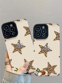 1pc Fashionable & Elegant Leopard Print, Star, Coconut Bow Design Shock-Resistant Leather Phone Case Compatible With Iphone 17/17 Air/17 Pro/17 Pro Max, 16/16 Plus/16 Pro/16 Pro Max, 15/15 Plus/15 Pro/15 Pro Max, 14/14 Plus/14 Pro/14 Pro Max, 13/13 Pro/13 Pro Max, 12/12 Pro/12 Pro Max, 11/11 Pro/11 Pro Max - Multicolor - View 3