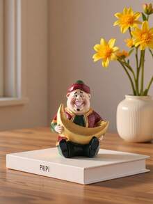 1pc Eid Crescent Moon & Star Figurine, Living Room/Study Desk Decor, Valentine's Gift, Bedroom Desk Cute Decoration, Office Desk Accessory, ABS Resin Statuette, Home Decor, Gift, Ramadan - Multicolor - View 1