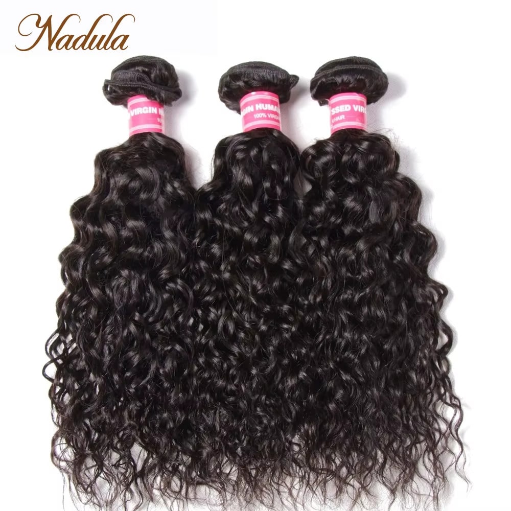 Hair 3 Bundles Malaysian Water Wave Hair 4 Piece/Lot 100% Human Hair Weaves Natural Black Color Remy Hair Extensions 100% Unprocessed Human Hair Weave Extensions For Women