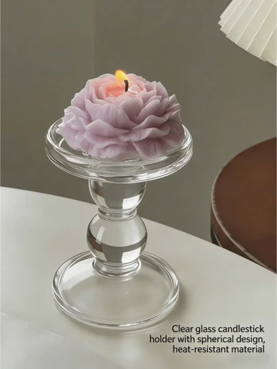 1pc Ins Glass Roman Column Candle Holder, French Retro Minimalist Decor, Suitable For Holiday And Daily Candle Use, Pair With Scented Candles To Embellish Your Romance