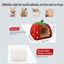 1pc Small Animal Hideaway Bed (New Larger Size, Suitable For Cats Up To 2kg), Warm Wool Cushion Cup Washable Winter Sleep House, Suitable For Small Pets/Ferrets/Hedgehogs (Strawberry Style), Available In Multiple Colors - Multicolor - View 4