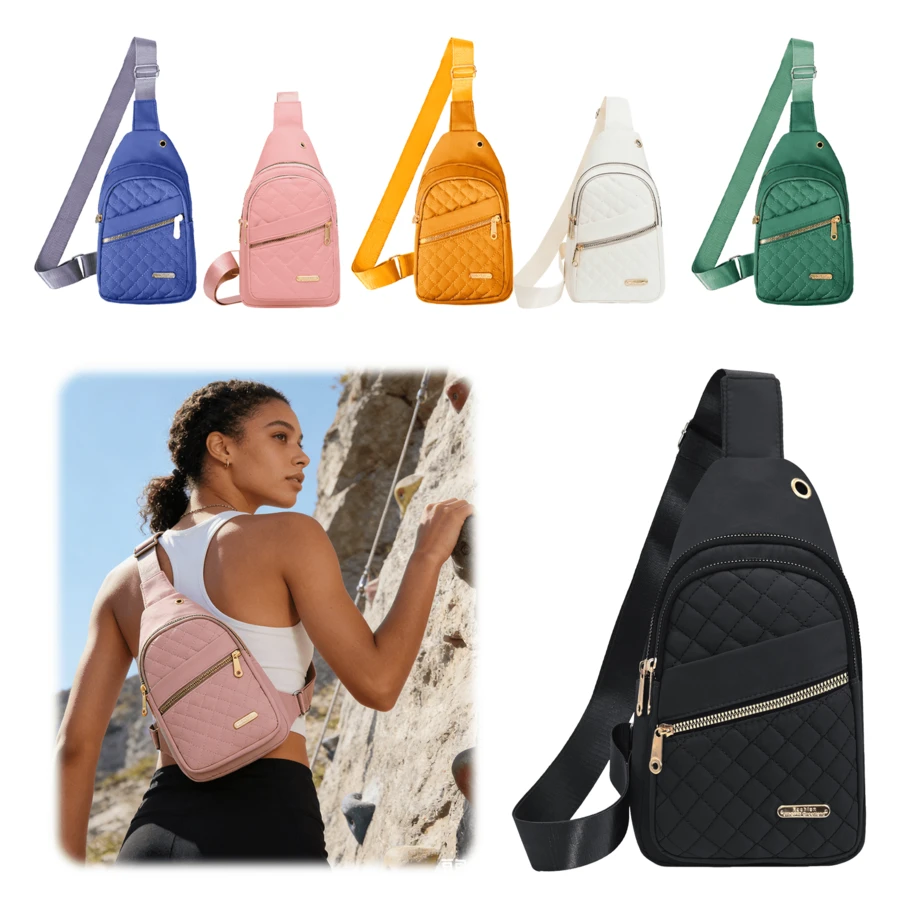 Shoulder Strap Bag – Multi-Pocket Crossbody Chest Bag, Suitable For Women's Daily/Travel/Sports Use, Lightweight Off-Road Backpack, Multi-Pocket Sling Bag, Adjustable Strap Sling Bag, Durable Quilted Bag, Travel Sling Bag, Sports Backpack, Daily Commuter Bag, Outdoor Hiking Bag, Gym Canvas Bag, Casual Errand Bag, Women's Lightweight Multi-Pocket Sling Bag, Stylish And Simple Sling Bag,Summer,Spring Outfits For Women,Nail Supplies,Mother's Day,Mom,Mother's Day Gift,Flower,Jewelry,Mother's Day Decorations,Mother's Day Party Supplies,Women,Pink,Gift Set - 白色 - 查看 1