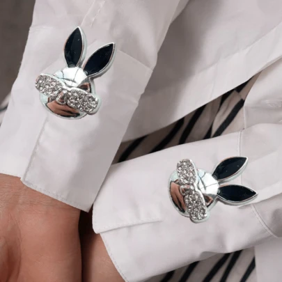 2pcs Crystal Rhinestone Rabbit Button Set, Fashion Shirt Cufflinks, Clip-On Buttons, Suitable For Tuxedo And Wedding Dress Decoration, Gift For Valentine's Day, Gift For Friends