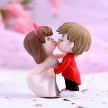 2pcs Resin Princess Hugging/Kissing Couple/Wedding Decor Items, Suitable For Living Room Tabletop, Entryway, Wine Cabinet Decoration, Holiday Gifts, Valentine's Day/Thanksgiving, DIY Micro Landscape Decoration, Car Accessories - Multicolor - View 3