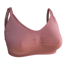 Set Of 2 Nursing Bras With Removable Postpartum Cups, Seamless Reinforced Fabric - Dusty Pink - View 3