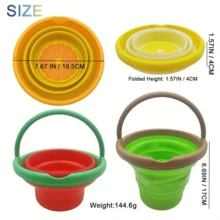 1pc Foldable Beach Bucket, Vibrant Fruit & Vegetable Shaped, Colorful Collapsible Beach Bucket, Suitable For Beach Fun, Outdoor Camping, Hiking, Fishing, Interesting Outdoor Toy, Children Beach Toy - Multicolor - View 5