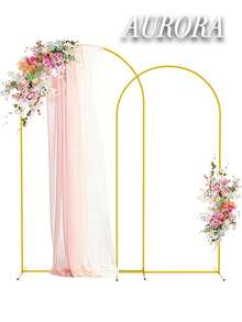 Gold Metal Arch Backdrop Stand (7.2FT/6.6FT/6FT), Heavy Duty Stable Balloon Arch Frame, Easy Assembly Wedding Arch Stand For Ceremony, Birthday Party, Baby Shower, Bridal Shower, Anniversary & Event Decorations - 彩色 - 查看 7