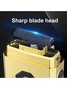 AXH USB Rechargeable Reciprocating Electric Shaver, Portable Men's Shaving Device - Gold - View 3
