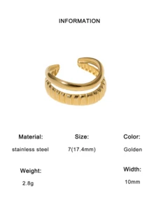 3pcs/Set Fashionable INS Minimalist Vibe High-End Plated Stainless Steel Cross & Geometric Open Ring, Adjustable Fit For Women Daily, Party, Date Wear