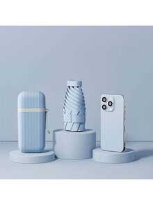 1把迷你五折胶囊伞，便携式紧凑遮阳伞，晴雨两用，防紫外线