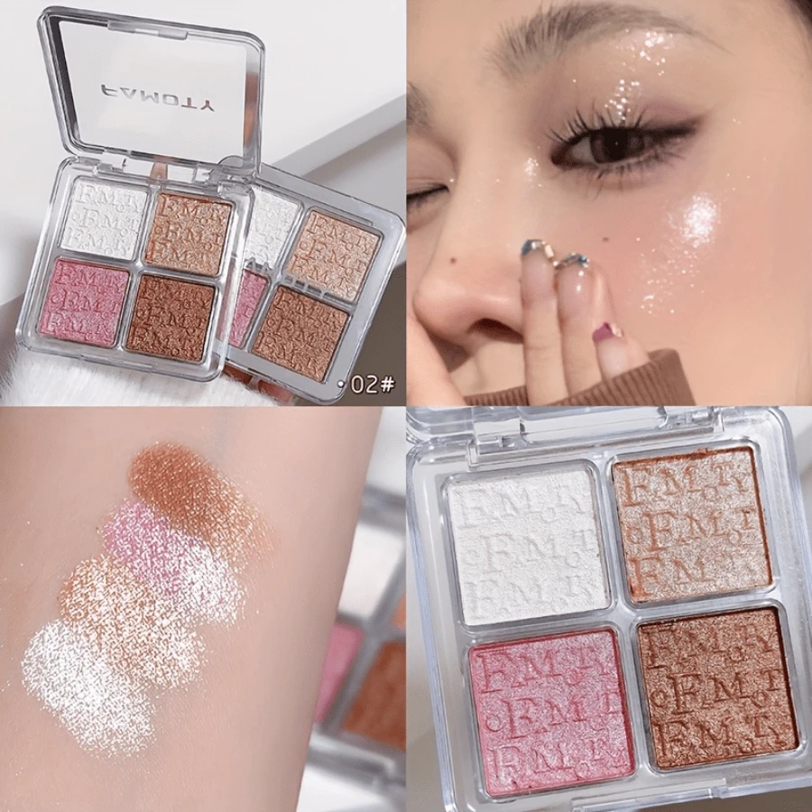 Four-Color Highlighter Palette with Pearlescent Shimmer for a Radiant Glow - Estilo 2 - Ver 1