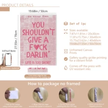 1幅粉色女孩海报艺术画，适用于客厅、酒吧、咖啡厅、卧室、办公室等家居装饰，油画帆布墙画，个性化女孩艺术画，励志语录艺术画，家居装饰，帆布墙挂画 - 彩色 - 查看 20