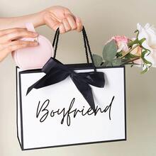 1个独特的优质男友礼品袋，纸质礼品袋，周年纪念礼品袋，可折叠轻便购物袋，生日、圣诞节、情人节送给男友的最佳礼物之选 - 彩色 - 查看 3