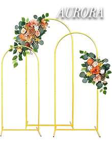 Gold Metal Arch Backdrop Stand (7.2FT/6.6FT/6FT), Heavy Duty Stable Balloon Arch Frame, Easy Assembly Wedding Arch Stand For Ceremony, Birthday Party, Baby Shower, Bridal Shower, Anniversary & Event Decorations - 彩色 - 查看 6