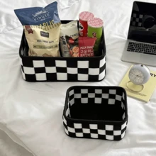 1 /2 /3 Felt Storage Boxes, Popular Korean Version Storage And Organization Boxes, Suitable For The Back-To-School Season And Home Decoration. Large Capacity Can Store Clothes, Toys And Books. Styles Are Randomly Dispatched - Black and White Grid - View 8