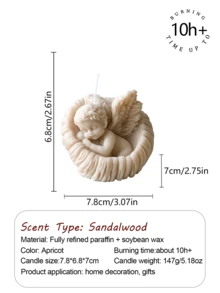 1支112克玫瑰天使香氛大豆蜡烛，采用天然大豆蜡和烛芯手工制作，燃烧时间10-12小时，适用于婚礼、新生儿派对、母亲节、情人节、生日庆典等场合，象征着爱与永恒的守护 - 彩色 - 查看 11