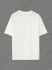 SS26 Camiseta de Manga Corta Unisex de Algodón 100% - Diseño de Perrito Cartoon con Estilo Graffiti y Textos Decorativos, Estilo Juvenil Creativo para Uso Diario - Blanco - Ver 2