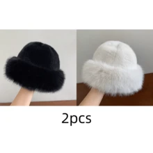 1/2顶冬季保暖护耳加绒渔夫帽，男女通用蒙古风防风滑雪帽，韩版百搭渔夫帽，冬季加绒渔夫帽，女士时尚加厚帽，冬季保暖无檐帽，冬季装备，冬季必备帽子 - 彩色 - 查看 17