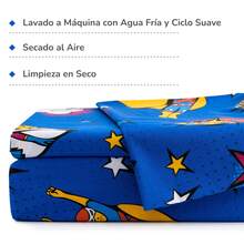 Juego de Sábanas 3 Piezas para Cama Individual Algodón Infantil - Azul - Ver 4