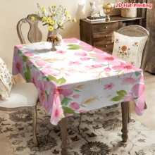1/20pcs Tablecloth, Pink Sakura Floral Pattern, Polyester Material, Woven, Spring Theme, Suitable For Picnic, Camping, Wedding, Birthday, Buffet Restaurant, Home Decor - Multicolor - View 7